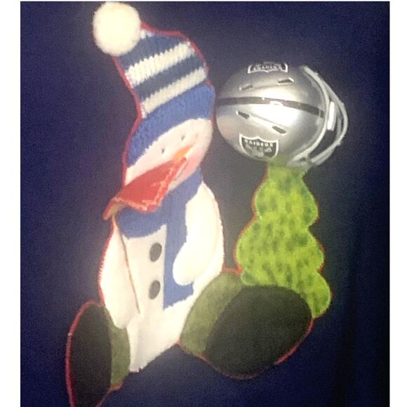 Vintage Jerzees Grandma Sweatshirt XL Navy  NFL Helmets 1999 Christmas - Picture 7 of 13